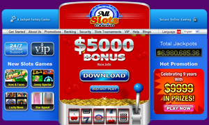 Play At The Award Winning All Slots Casino, Home Page Sceen Shot.